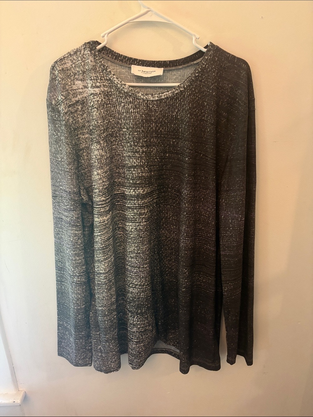 Le Galeriste Wearable Art Gray Abstract Gradient Long Sleeve Crewneck Top XL